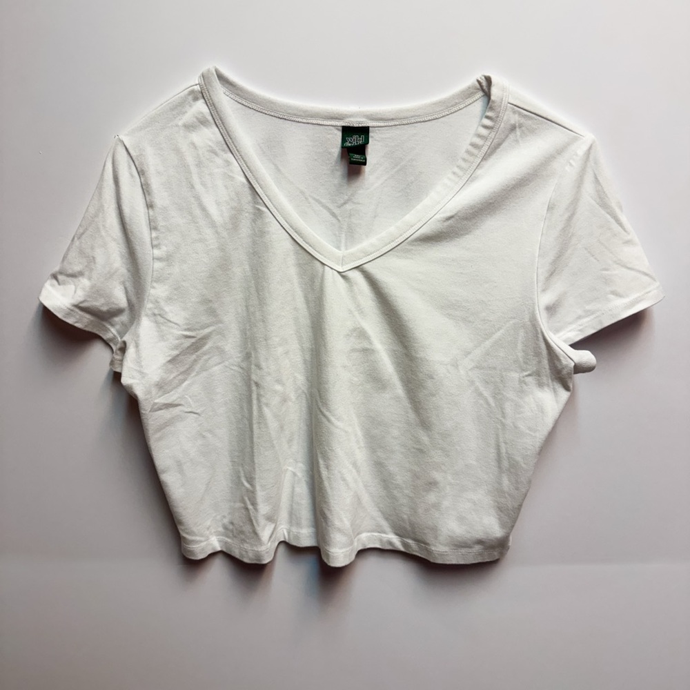 Wild Fable White V-Neck Crop Top